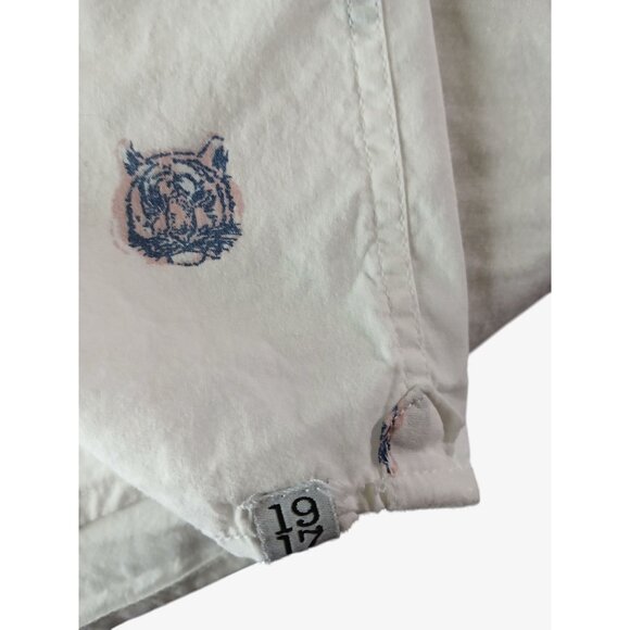 Sovereign Code White Short Sleeve Tiger Print Button Up Shirt Size XL Pink Blue - Picture 2 of 11